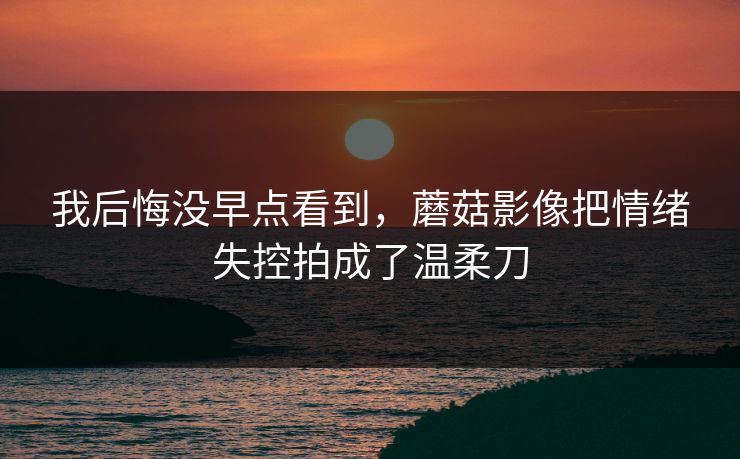 我后悔没早点看到，蘑菇影像把情绪失控拍成了温柔刀