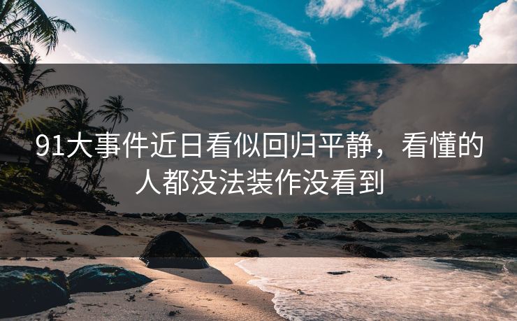 91大事件近日看似回归平静，看懂的人都没法装作没看到