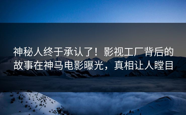 神秘人终于承认了！影视工厂背后的故事在神马电影曝光，真相让人瞠目
