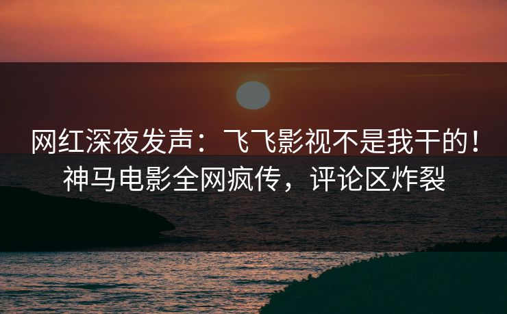 网红深夜发声：飞飞影视不是我干的！神马电影全网疯传，评论区炸裂