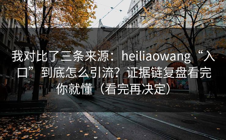 我对比了三条来源：heiliaowang“入口”到底怎么引流？证据链复盘看完你就懂（看完再决定）