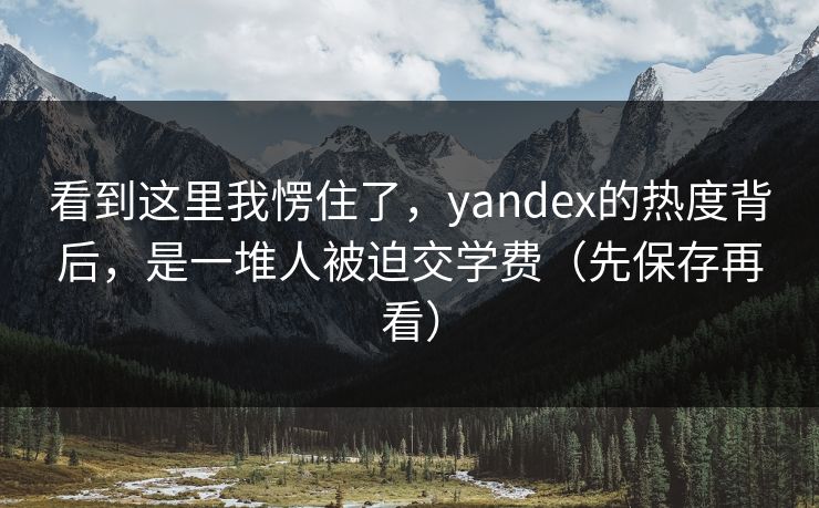 看到这里我愣住了，yandex的热度背后，是一堆人被迫交学费（先保存再看）