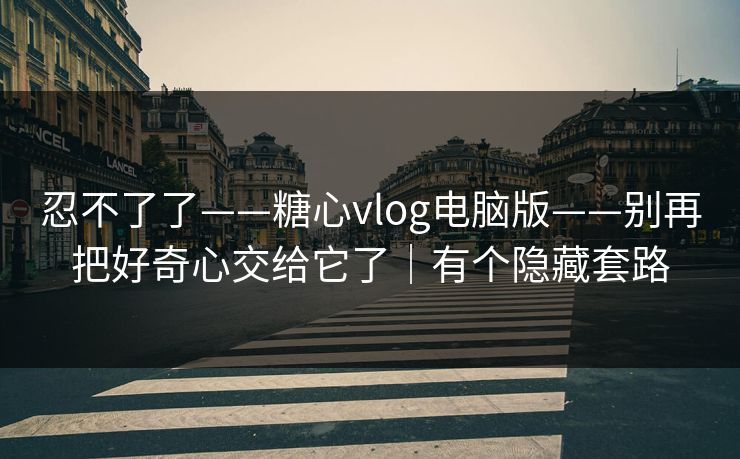 忍不了了——糖心vlog电脑版——别再把好奇心交给它了｜有个隐藏套路